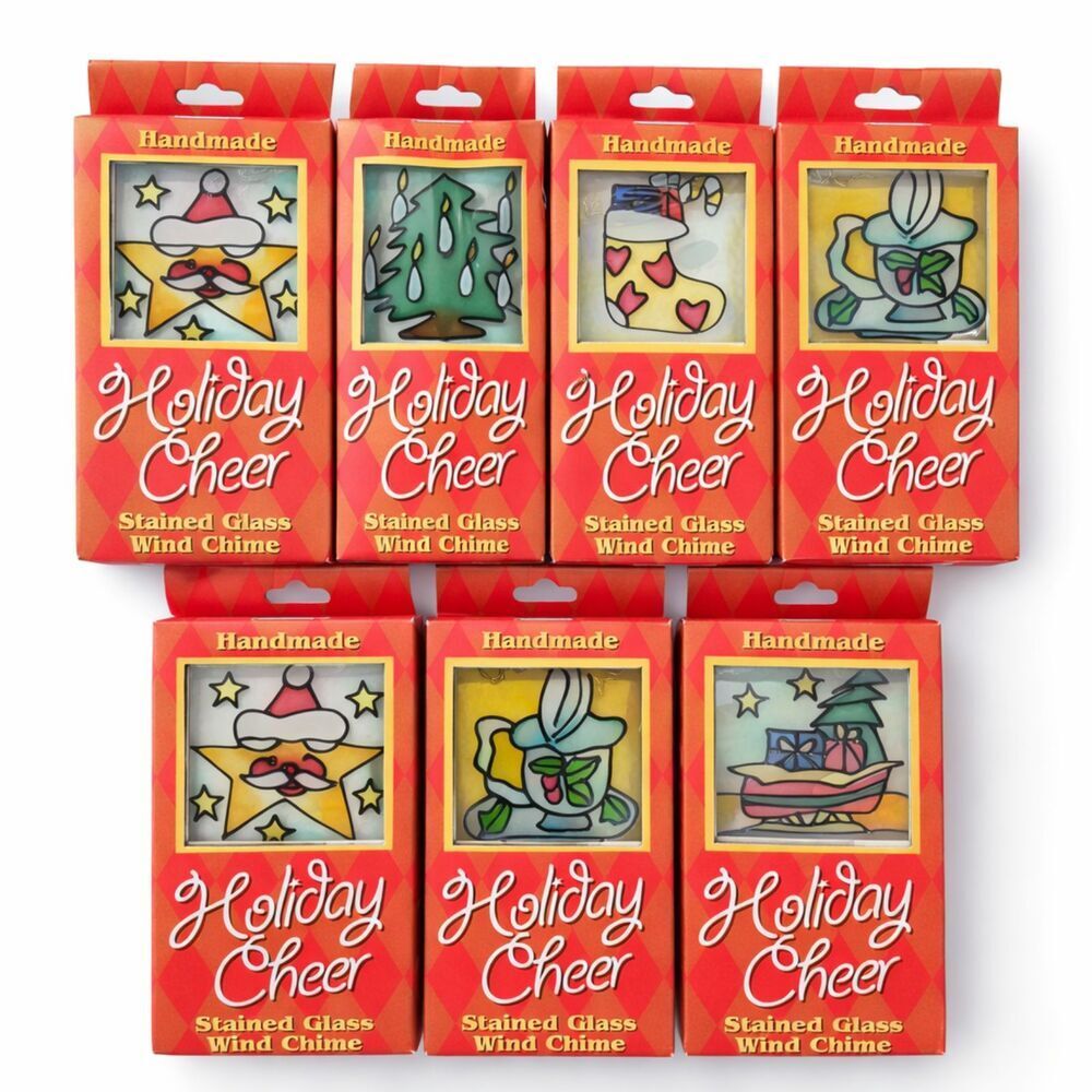 Lot of 7 Vintage Holiday Cheer Glass Ornaments - New Old Stock Retro Christmas